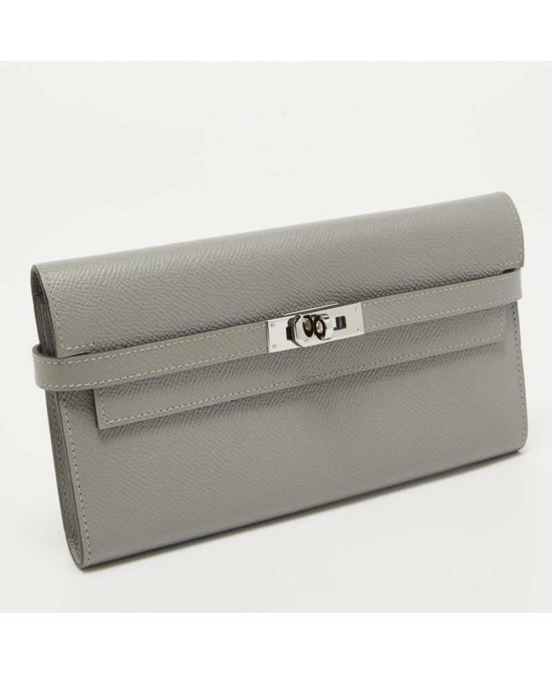 Gris Mouette Epsom Leather Kelly Classic Wallet