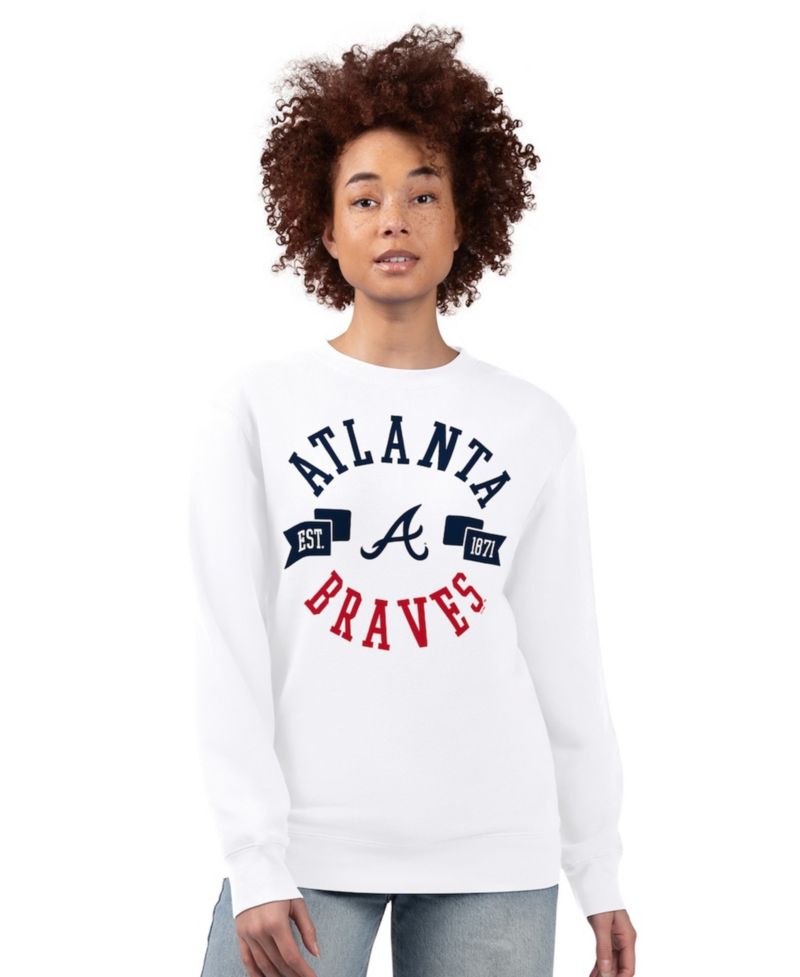 Women's White Atlanta Braves Team Logo Fleece Pullover Sweatshirt