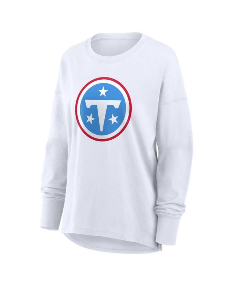 Women's White Tennessee Titans Relaxed Hip Essential Long Sleeve T-Shirt