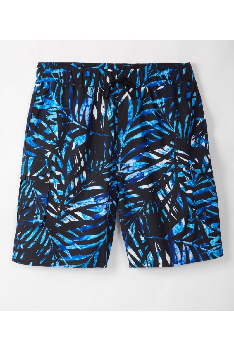 Big & Tall 8" Printed Cargo Swim Trunks