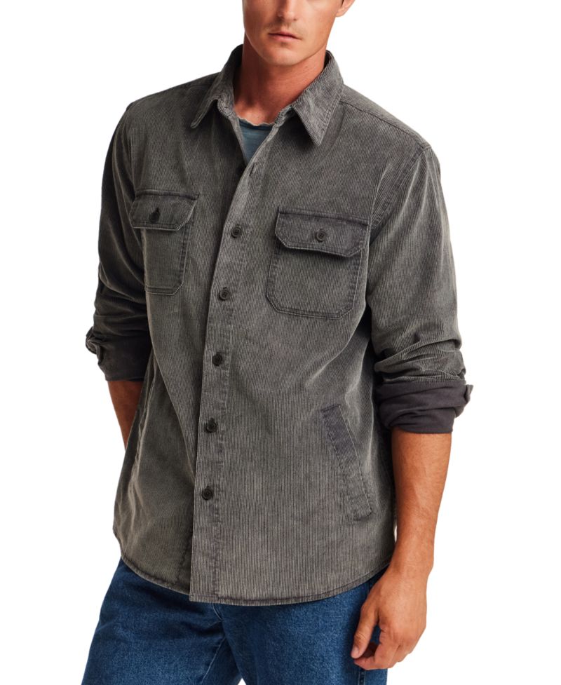 Men's Distressed Corduroy Overshirt Jacket