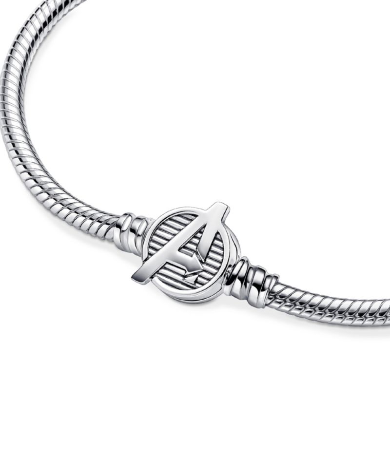 Moments Sterling Silver Marvel The Avengers Logo Clasp Snake Chain Bracelet