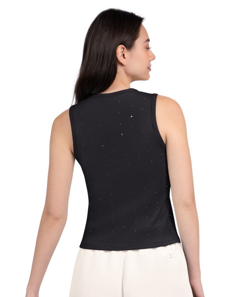 Women's Black Philadelphia Eagles Rhinestone Sprinkle Ribbed Tank