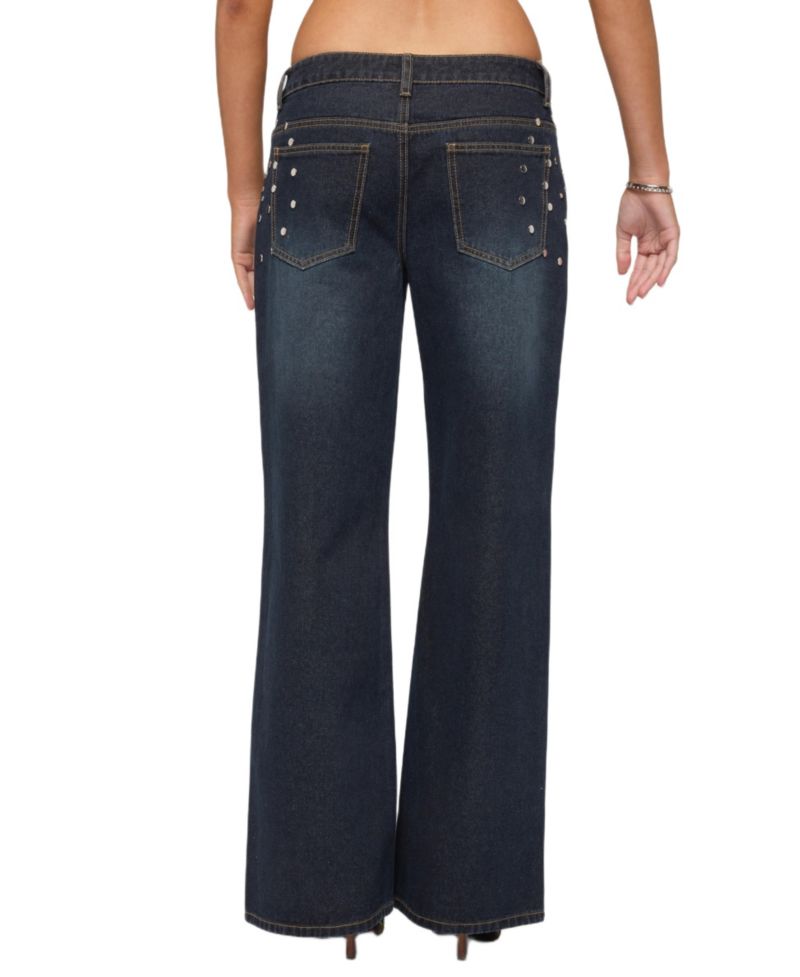 Women's Spiral Studded Low Rise Baggy Jeans