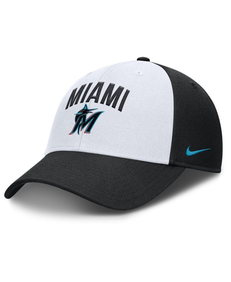 Men's White/Black Miami Marlins Club Performance Adjustable Hat