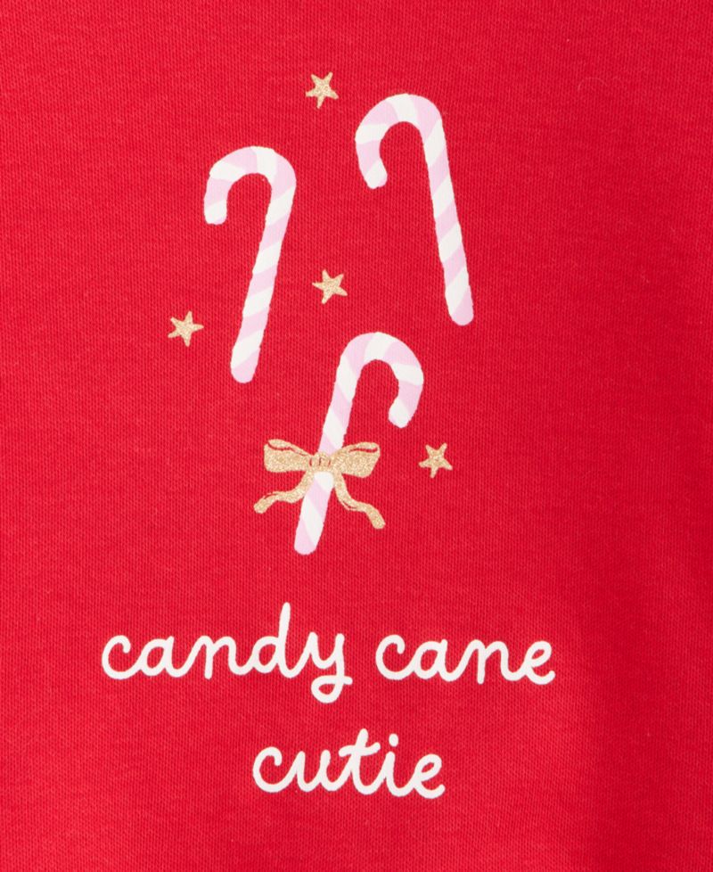 Baby Girls' 3M-24M Mix & Match Long-Sleeve Candy Cane Peplum T-Shirt