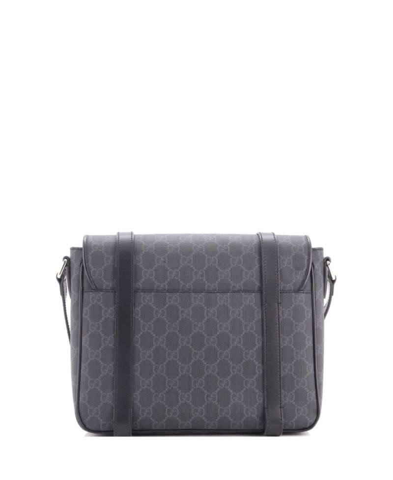 Medium Interlocking G Patch Messenger Bag GG Coated Canvas with Leather