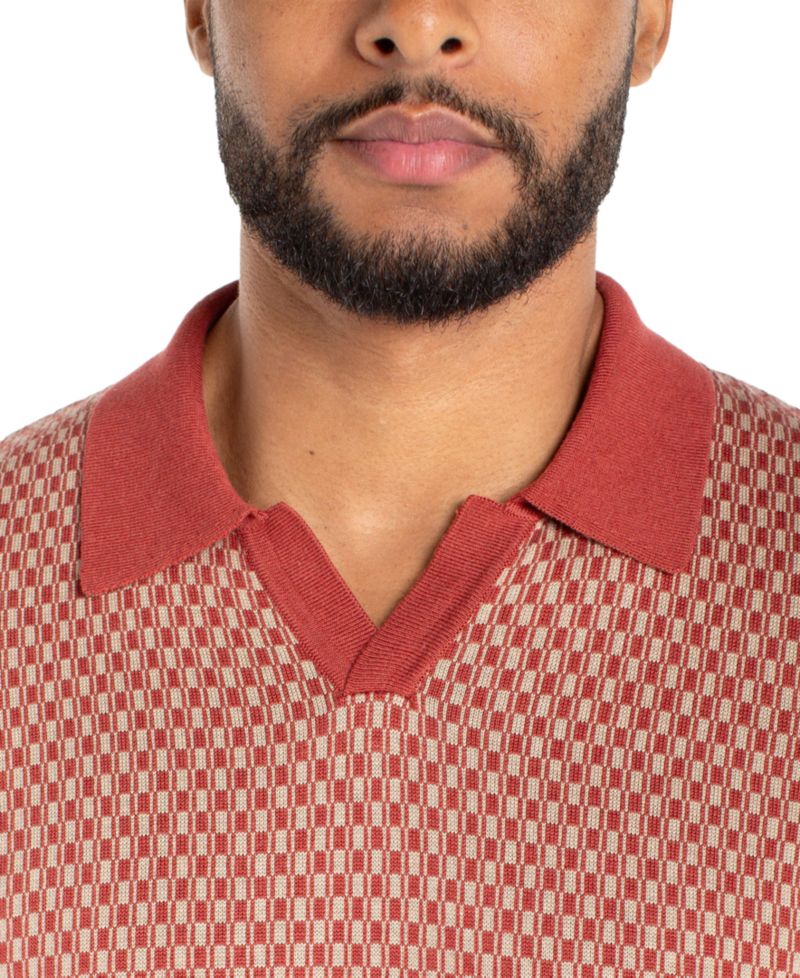 Men's Short-Sleeve Johnny Collar Polo Sweater
