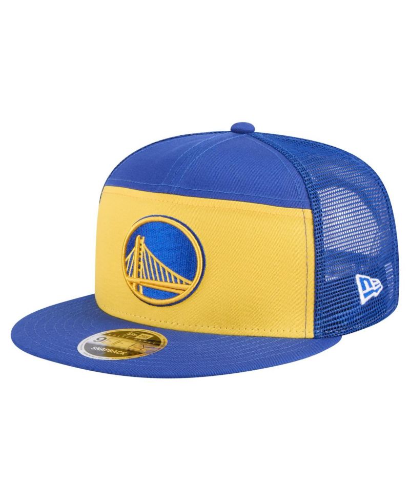 Men's Gold/Royal Golden State Warriors Outdoor Split Panel 9FIFTY Snapback Hat