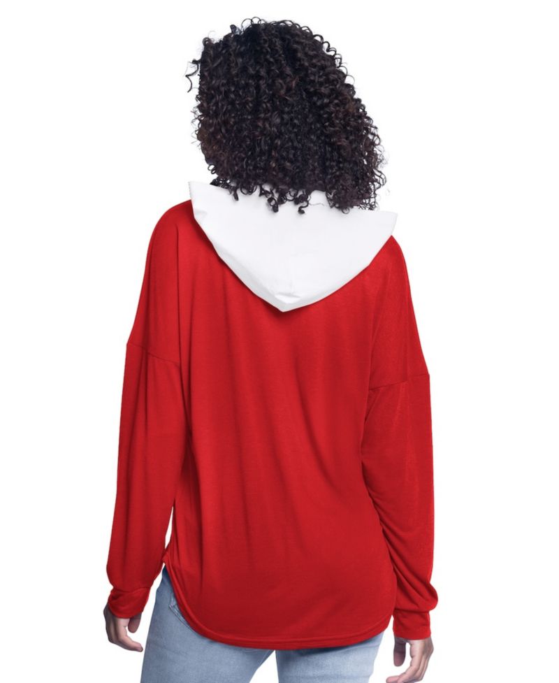 Women's Red Portland Trail Blazers Bench Player Oversized Long Sleeve Hooded Top