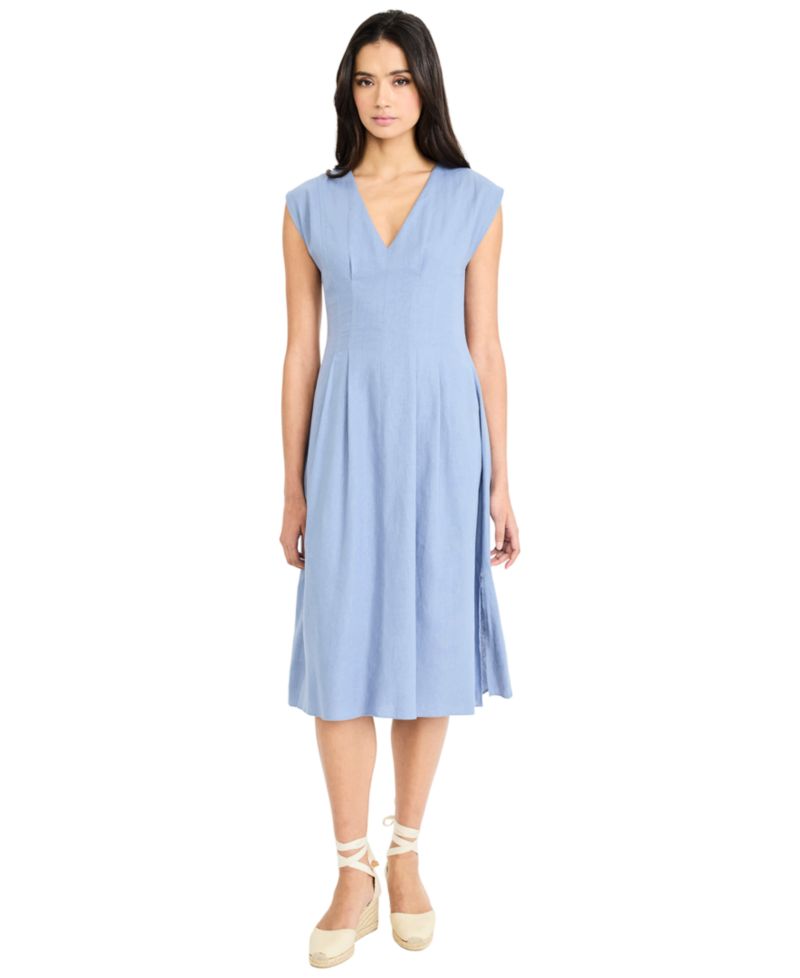 Women's V-Neck Flare Midi Dress