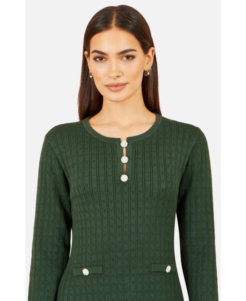 Women's Long Sleeve Knitted Midi Dress