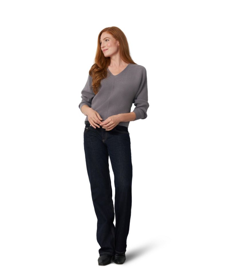 Women's Dolman Rib-Knit V-Neck Sweater