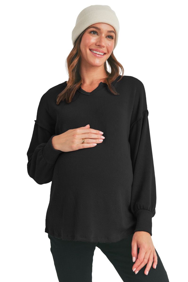Women's Rib-Knit Split-Neck Top