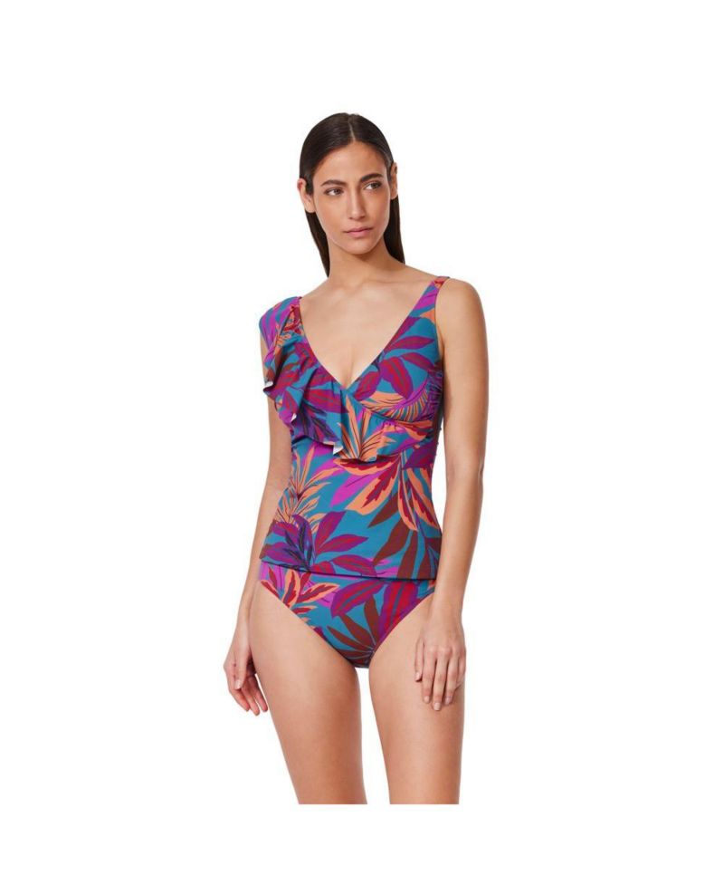 Women's Plantopia Ruffle V Neck Surplice Tankini