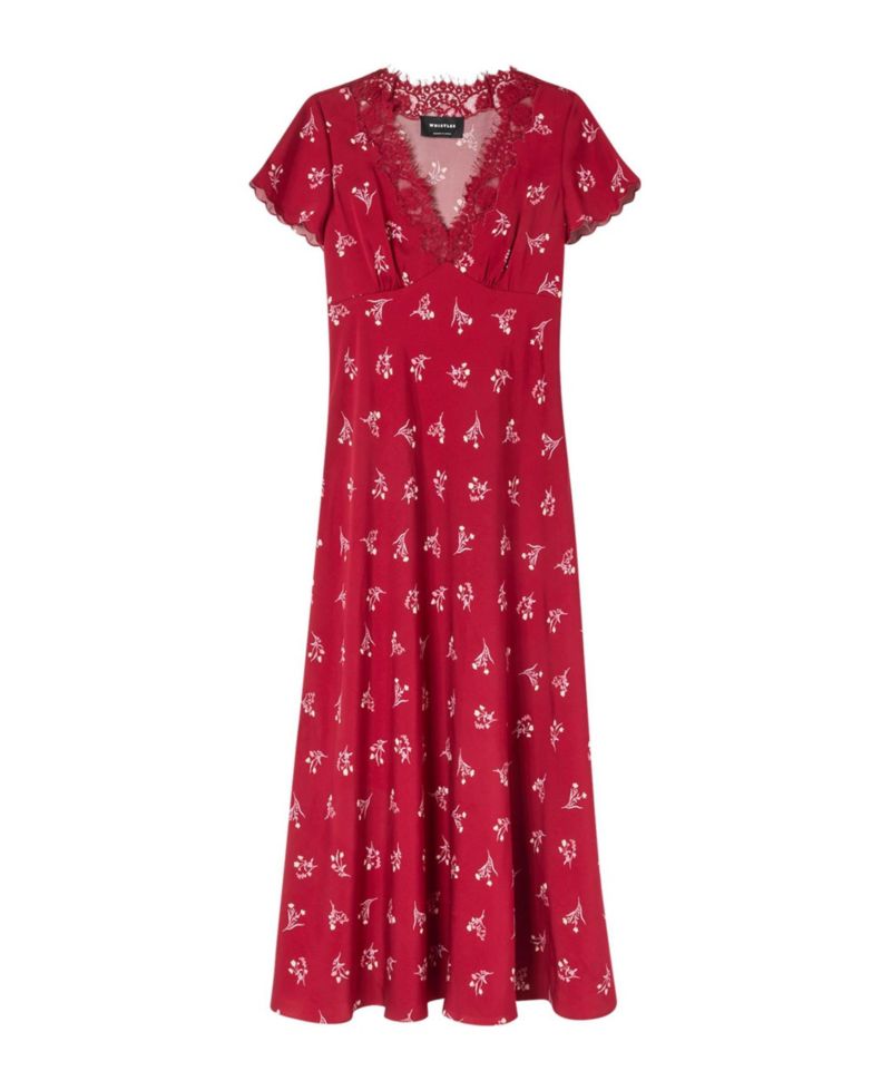 Women's Floral A-Line V-Neck Midi Dress