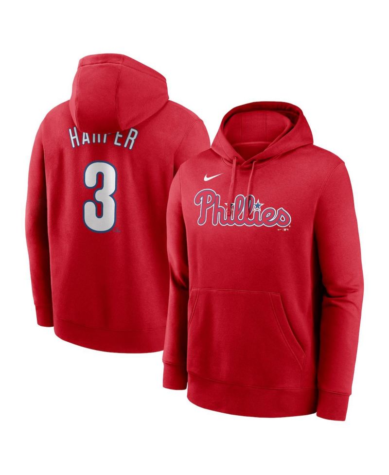 Men's Bryce Harper Red Philadelphia Phillies Player Name & Number Club Pullover Hoodie