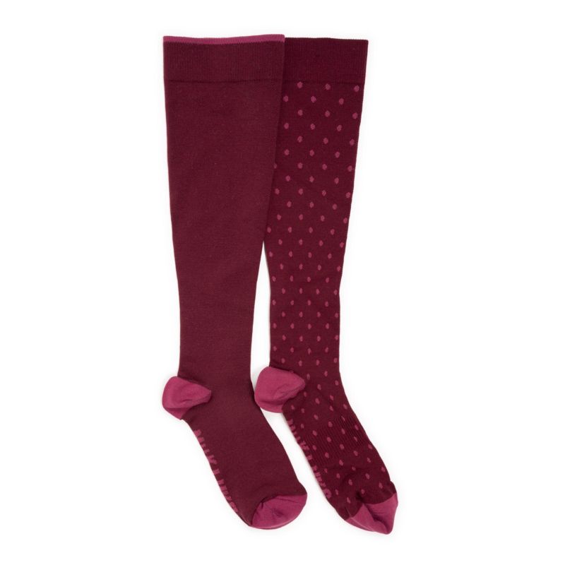 Women's 2 Pair Pack Nylon Compression Knee High Socks, One Size