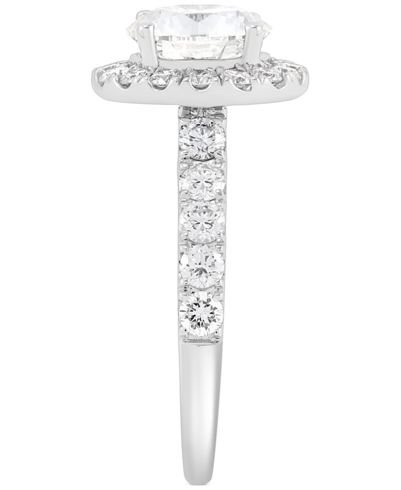 IGI Certified Lab Grown Diamond Halo Engagement Ring (3 ct. t.w.) in 14k White Gold