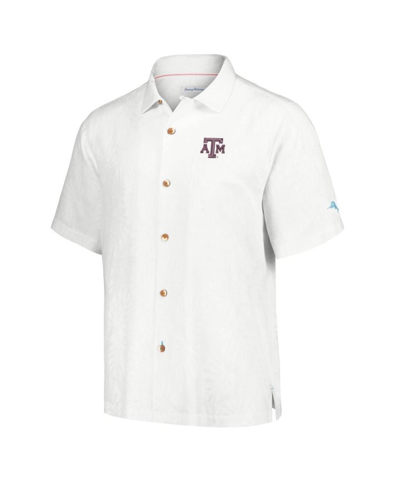 Men's White Texas A&M Aggies Castaway Game Camp Button-Up T- Shirt