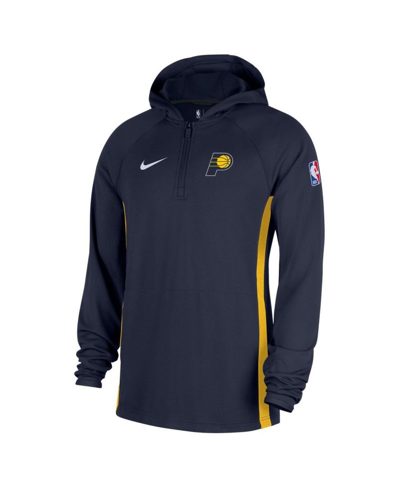 Men's Navy Indiana Pacers Authentic On Court Zone Quarter-Zip Dri-FIT Hoodie Jacket