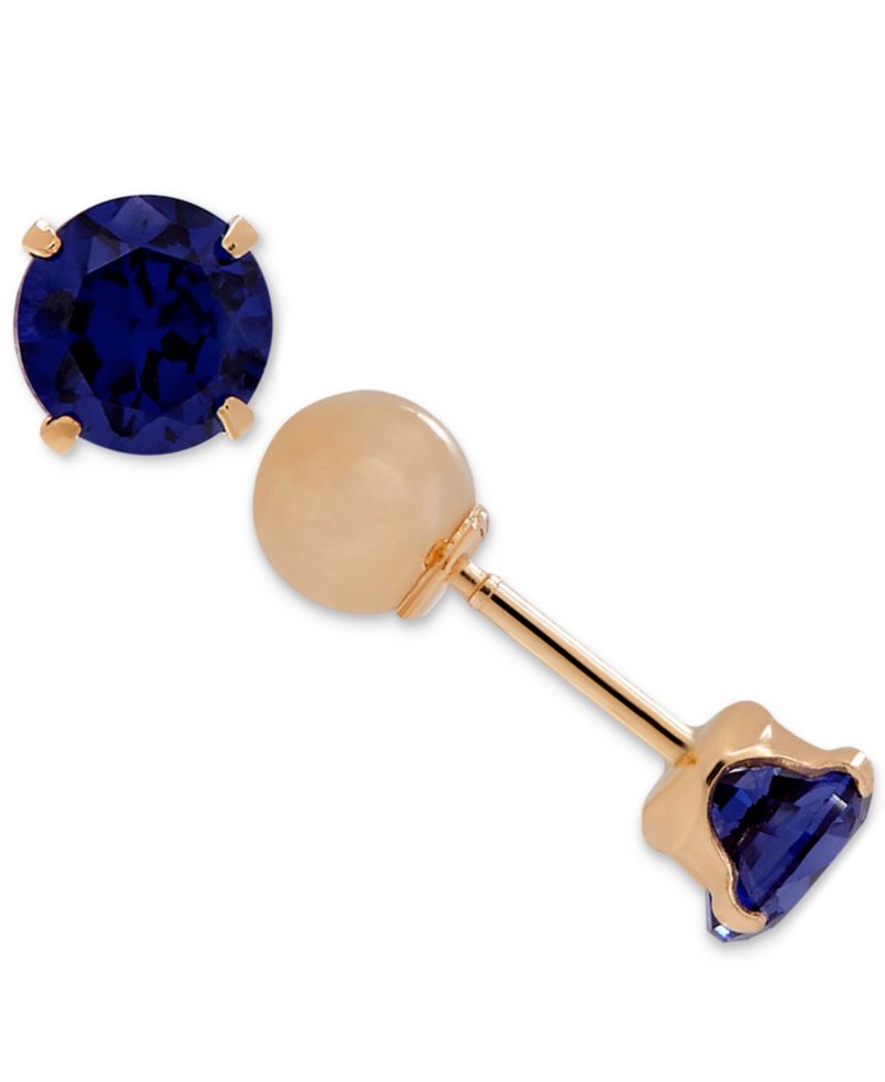 Children's Cubic Zirconia Birthstone Reversible Earrings in 14k Gold