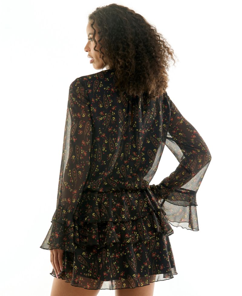 Juniors' Mock-Neck Mini Dress