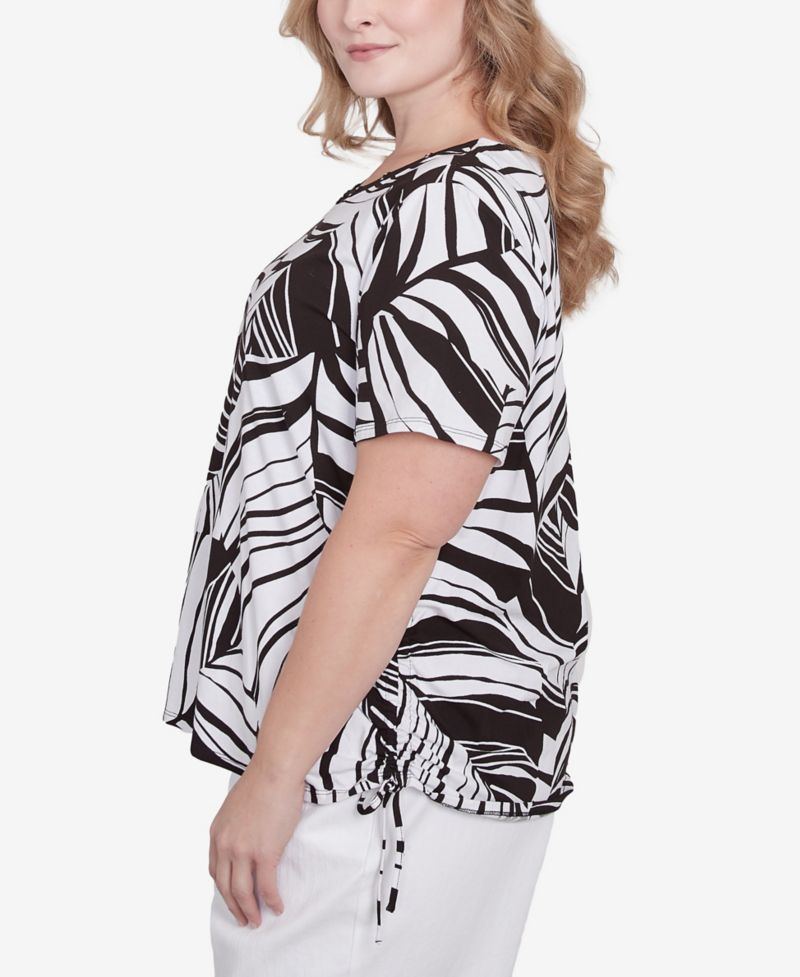 Plus Size Twisted Leaves Side Tie Top