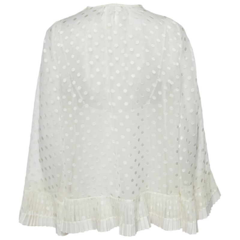 Women's Dotted Crepe Fil Coupe Pleat Detail Top