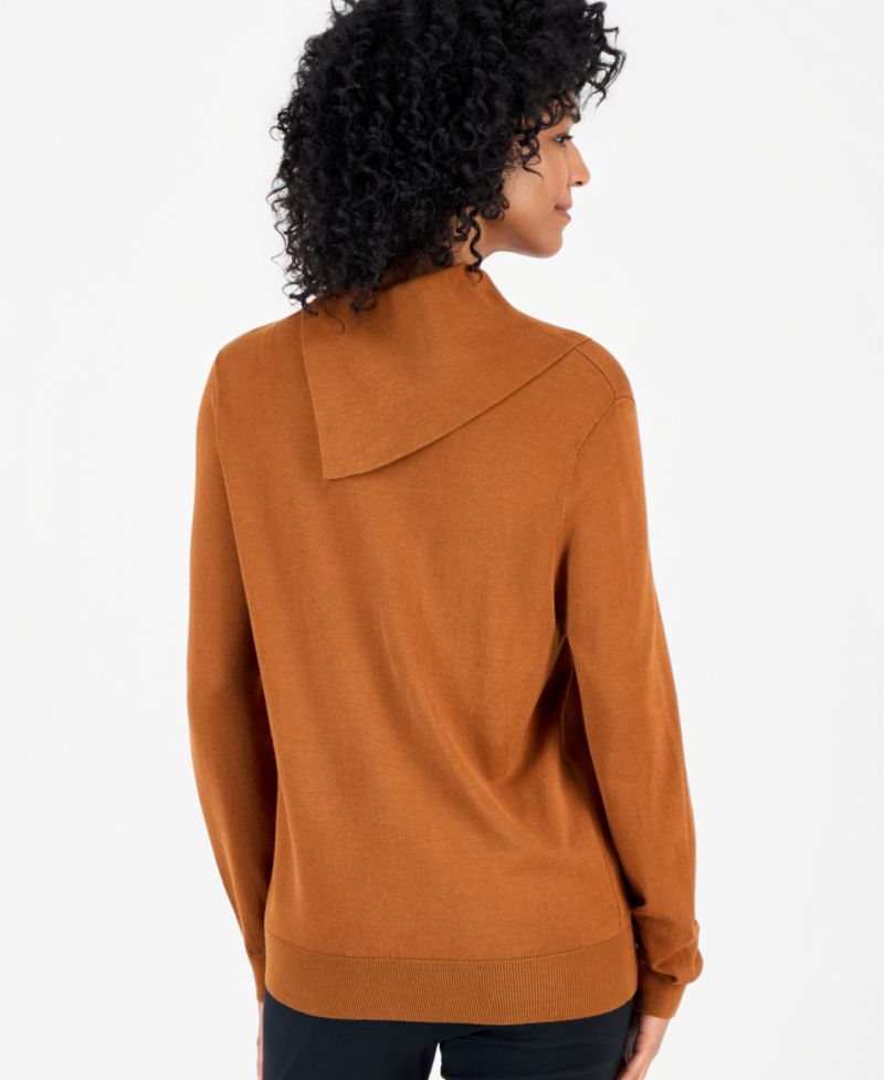 Petite Long-Sleeve Envelope-Neck Pullover Sweater