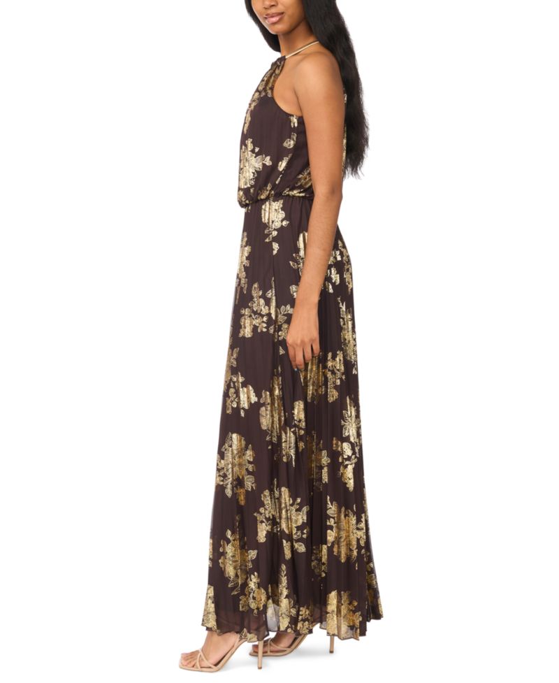 Women's Embellishment Halter-Neck Pleated Gown