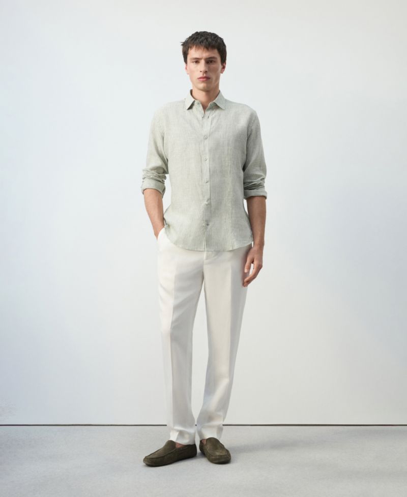 Men's Linen Striped Regular-Fit Shirt