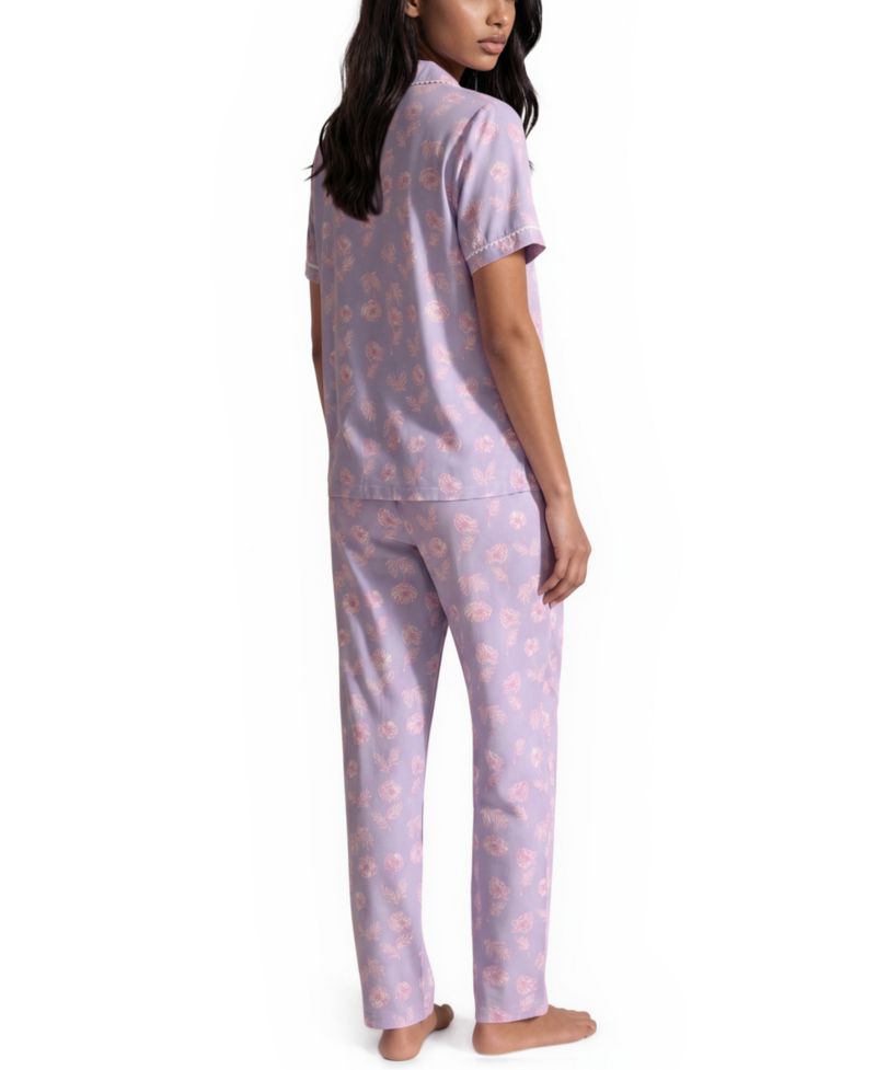 Women's Mix Match Notch-Neck Top with Pajama Shorts and Pants, 3-Piece set
