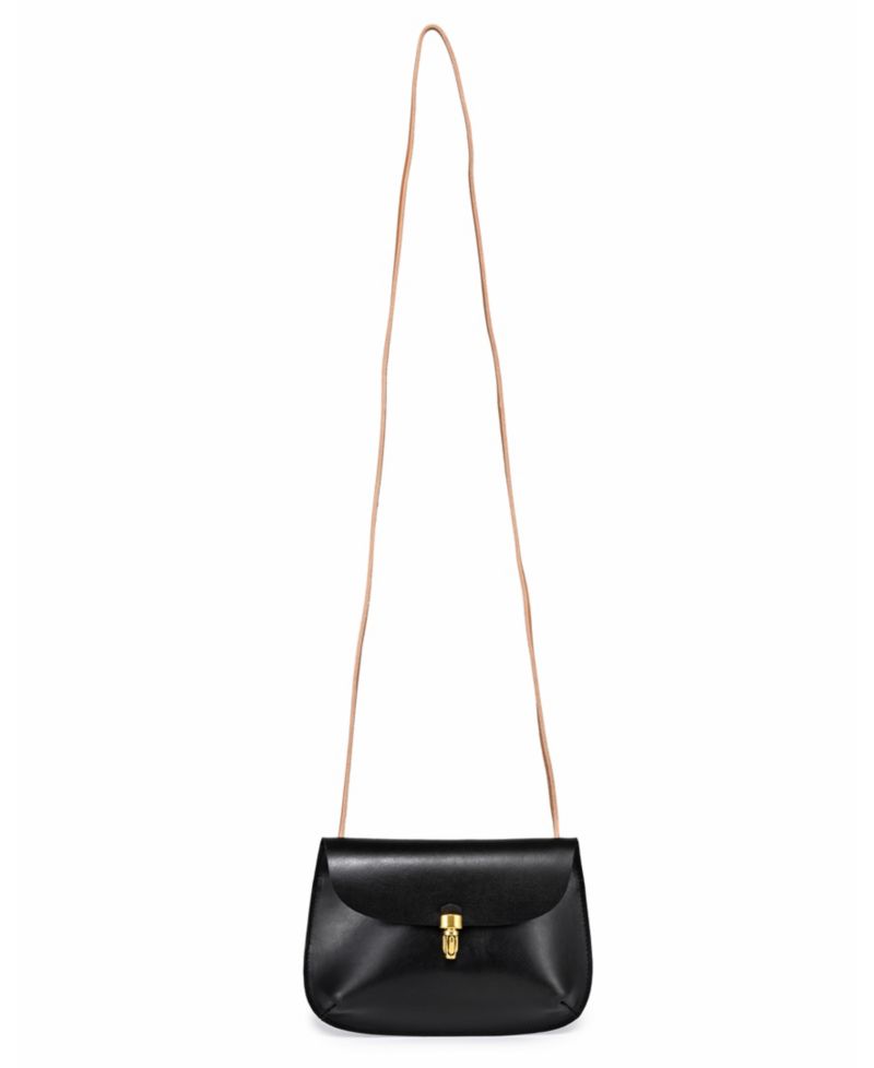 Ada Small Leather Pushlock Crossbody Bag