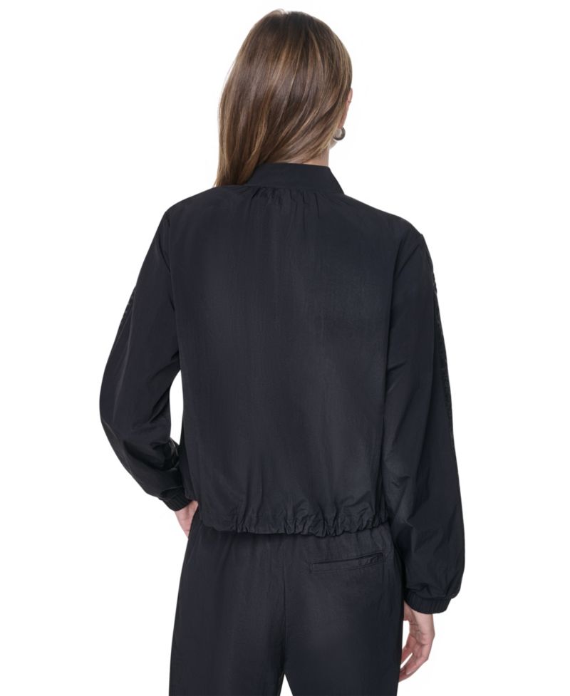 Women's Logo Trim Rumpled Bomber Tech Jacket