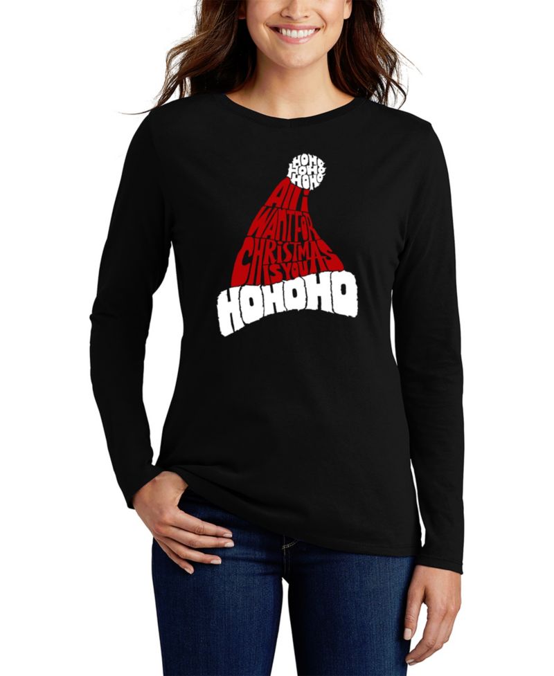 Women's All I Want for Christmas is You Word Art Long Sleeve T-Shirt