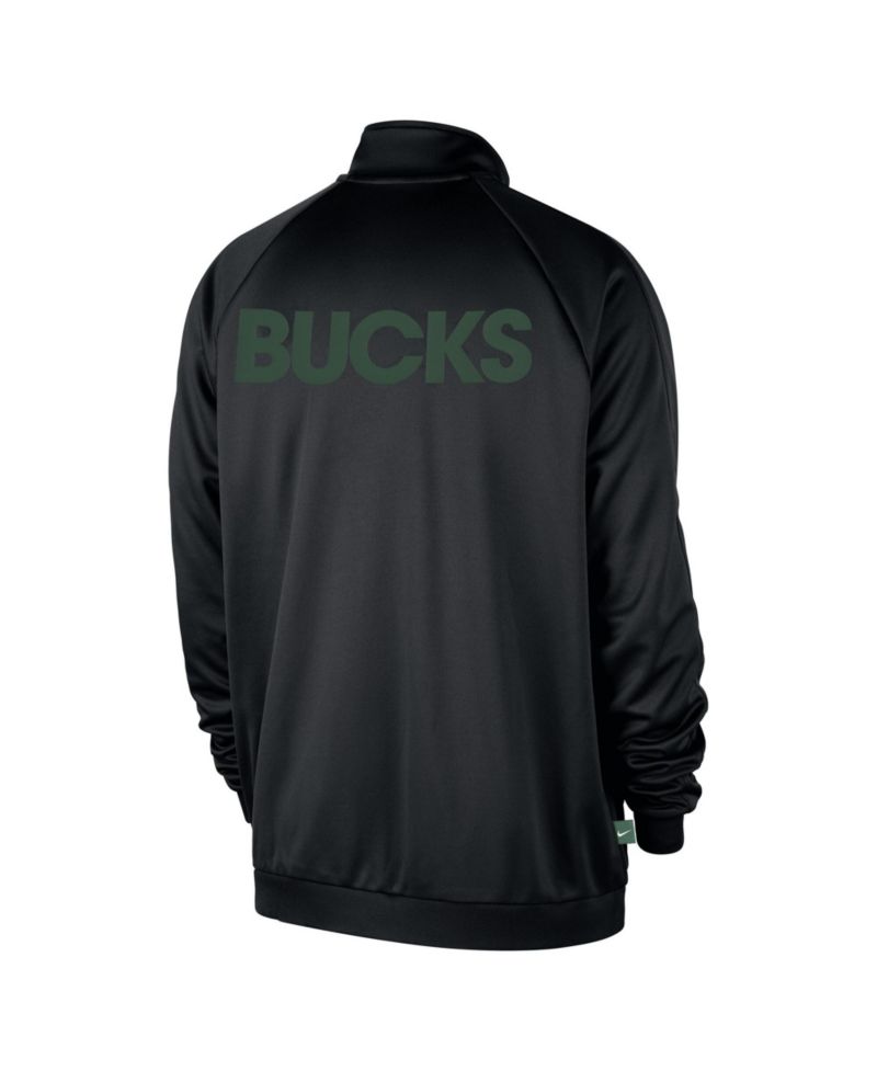 Men's Black Milwaukee Bucks Courtside Pique Club Full-Zip Track Jacket