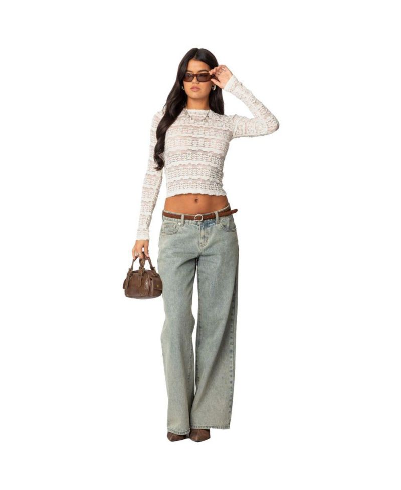 Women's Daisey Textured Sheer Lace Top
