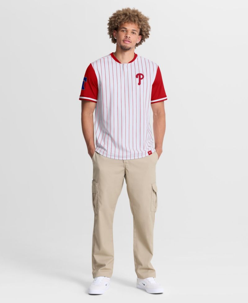 Men's White/Red Philadelphia Phillies Pinstripe Walk Off Shirt