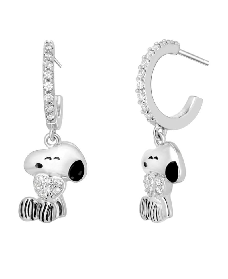 2-Pc. Cubic Zirconia Snoopy Necklace and Earrings Set in Sterling Silver
