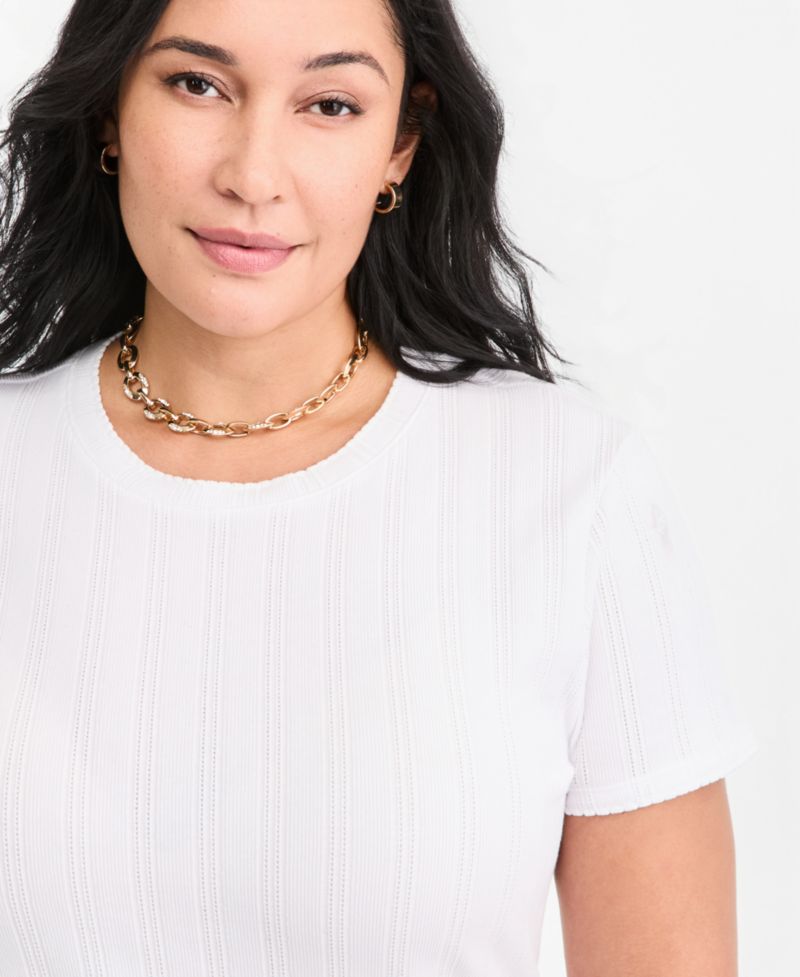 Plus Size Pointelle T-Shirt