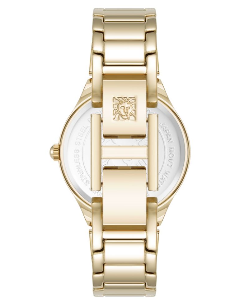 Women's Quartz Everyday Cushion Black and Gold-Tone Alloy Metal Bracelet Watch, 32mm