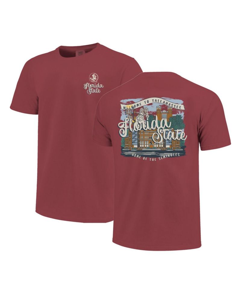 Women's Garnet Florida State Seminoles Comfort Colors Campus Scene Drawing Script T-Shirt
