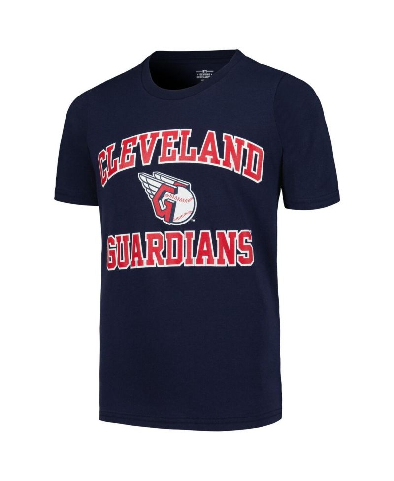 Big Boys and Girls Navy Cleveland Guardians Heart & Soul T-Shirt