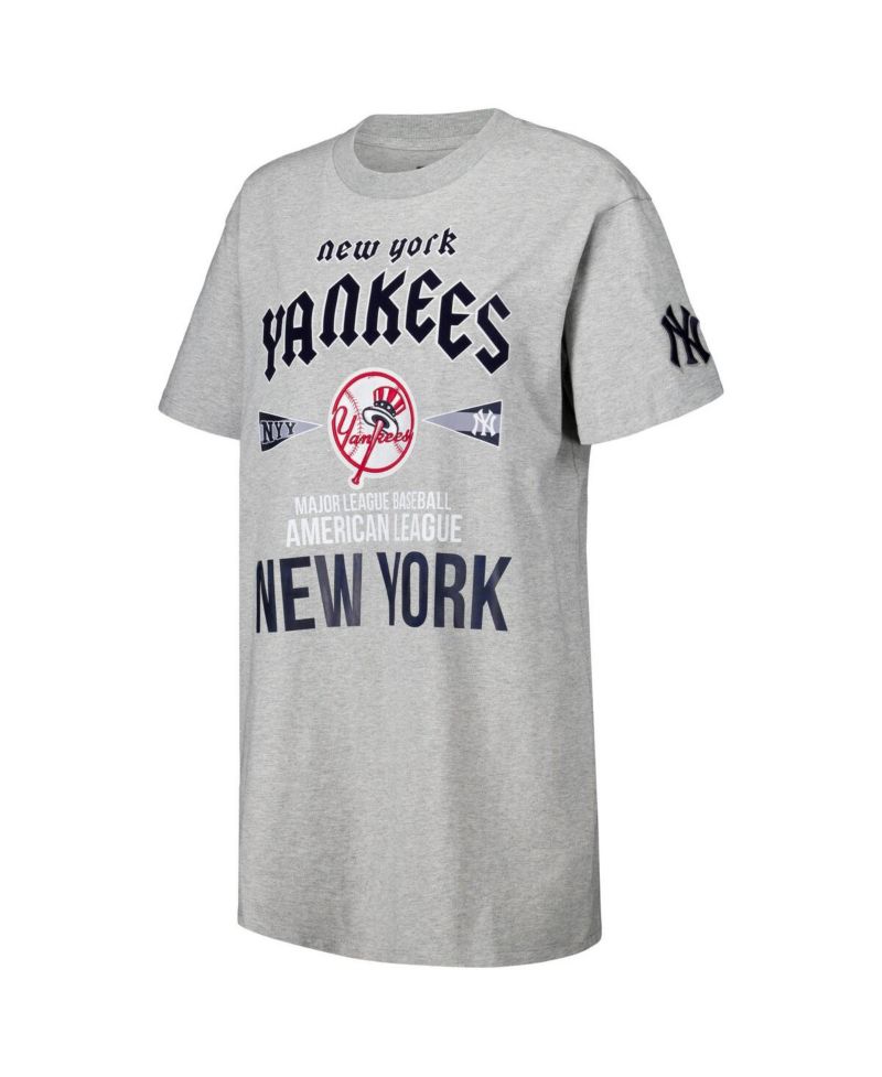 Women's Heather Gray New York Yankees Oversized City Tour T-Shirt Dress