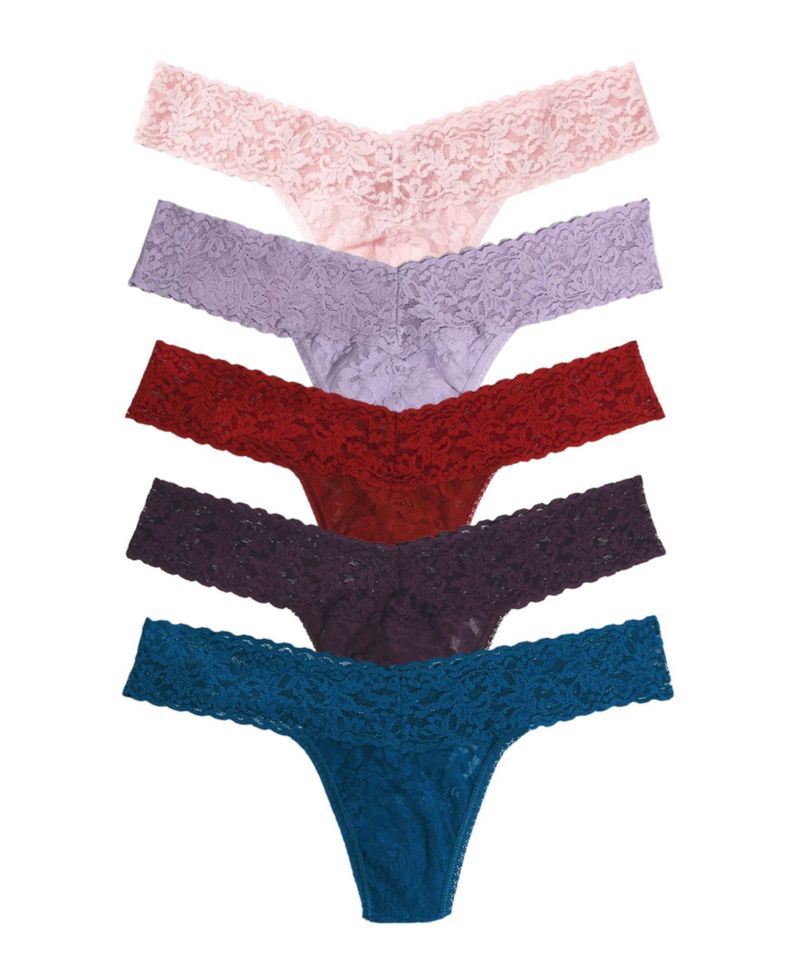 Garden Party Low-Rise Lace Thong, 5-Pack