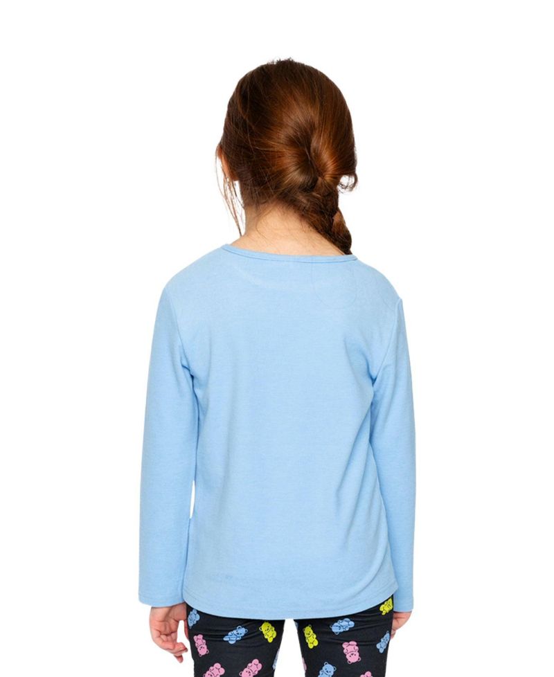 Little and Big Girl 6-14 Brushed Rib Crew Neck Top
