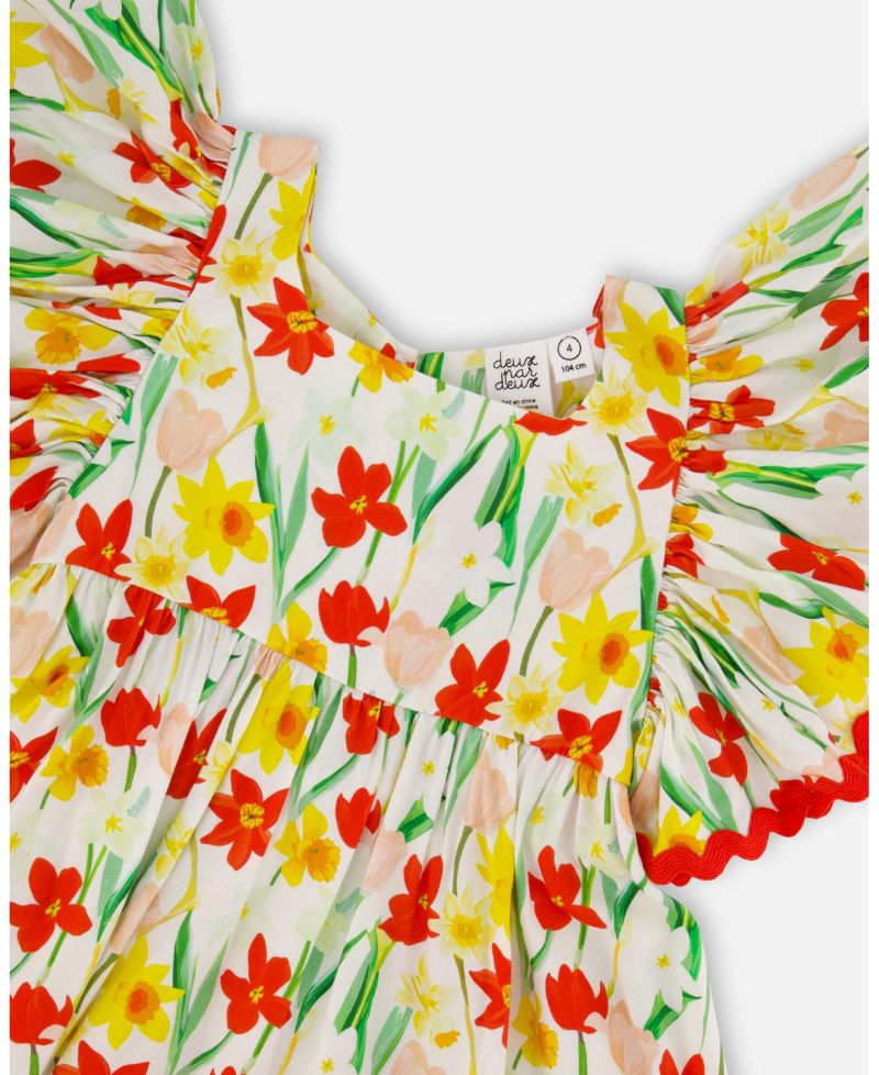 Big Girls Viscose Daffodil Print Dress