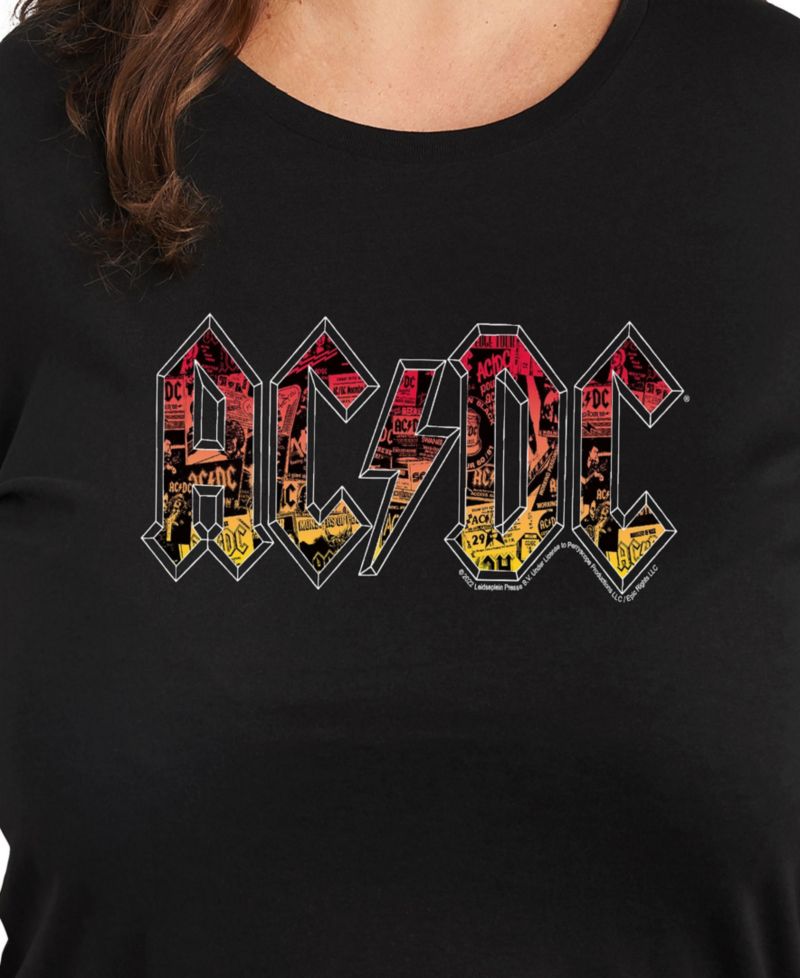 Plus Size ACDC Logo Graphic Pullover T-shirt