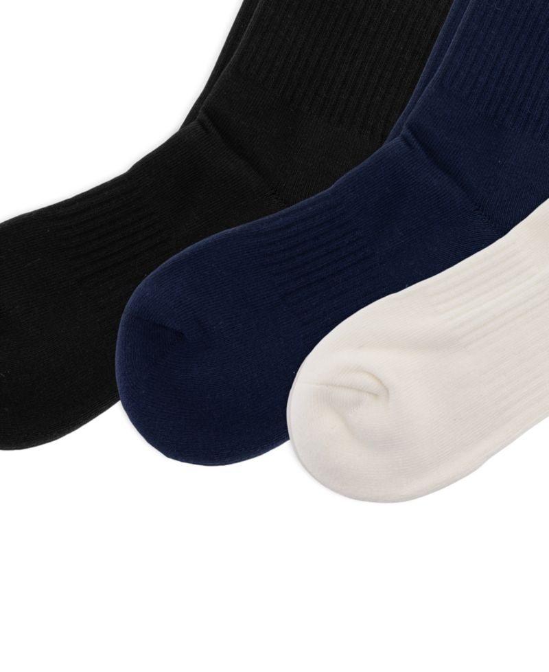 Men's Double Logo Ribbed Crew Socks, 3-Pack